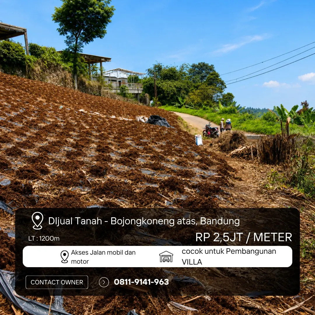 Dijual tanah dgn view kota di Bojongkoneng atas dekat Dago Ressort